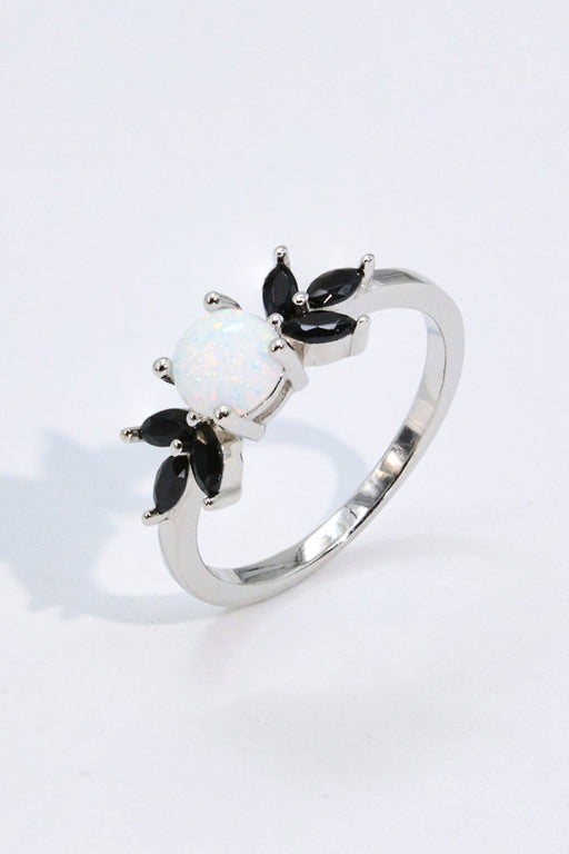 Opal and Zircon Contrast Ring Opal