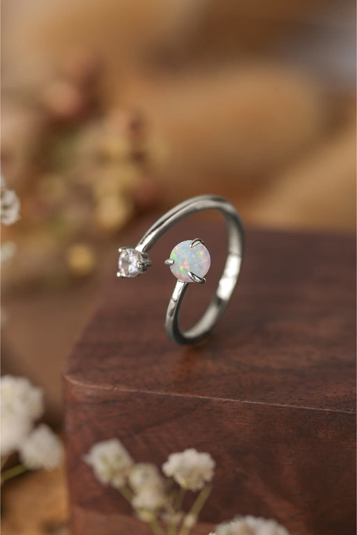 Opal 925 Sterling Silver Bypass Ring Silver One Size