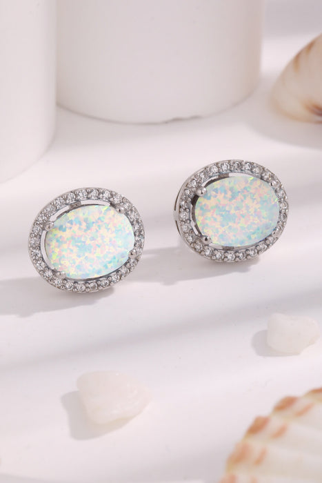 Opal Round Earrings White One Size