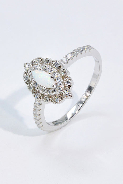 Modern Love Story Opal and Zircon Ring Opal
