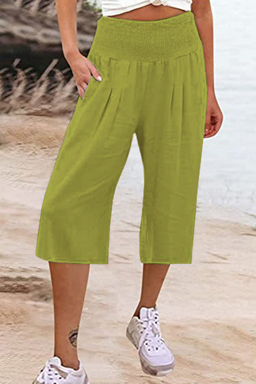 Pocketed High Waist Pants Chartreuse