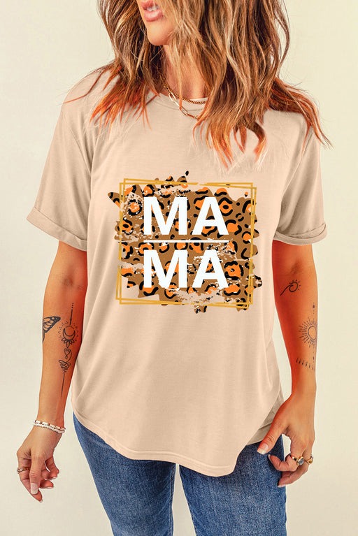 MAMA Round Neck Short Sleeve T-Shirt Sand