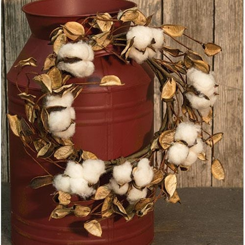 Cotton Wreath w/Shells 12"