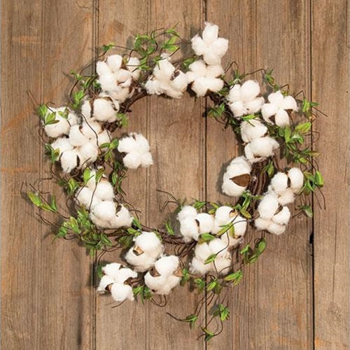 Cotton & Willow Leaves Wreath 22"