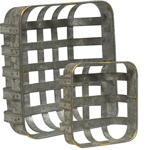2/Set Washed Galvanized Metal Baskets