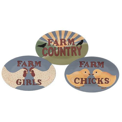 *Farm Girls Oval Plate 3 Asstd.
