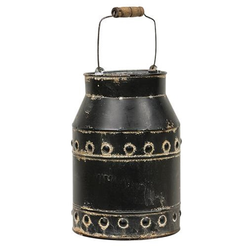Black Distressed Milk Can With Handle